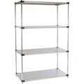 Global Industrial 5 Tier Solid Stainless Steel Shelving Starter Unit, 48W x 24D x 86H B2335399